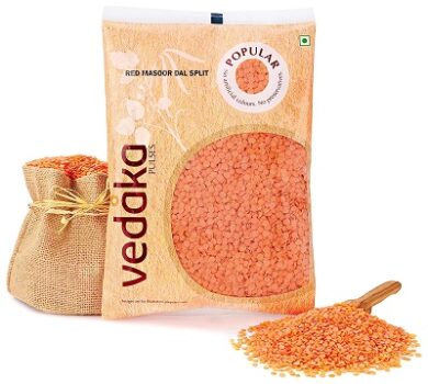 Amazon Brand - Vedaka Popular Red Masoor Dal Split, 1kg|Rich in Protein|No Cholesterol|No Additives