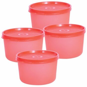 Wonder Homeware Super Fresh 600 Container Set, 4 pc Container 600 ml, Red Color, Made In India, KBS02124