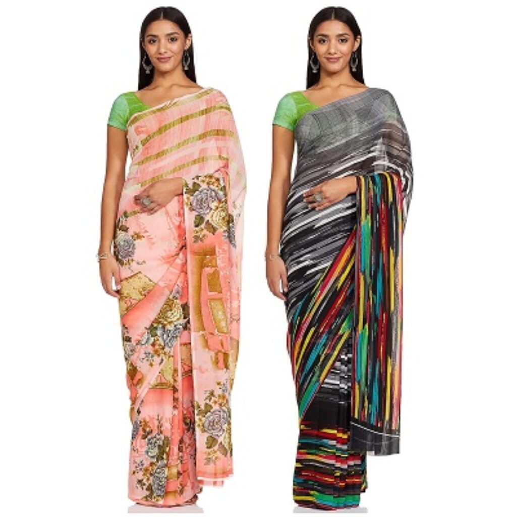 Anand Sarees Women's Georgette Saree with Blouse Piece