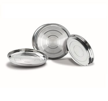 Anjali Stainless Steel Silver Plate Set, 4 Pieces
