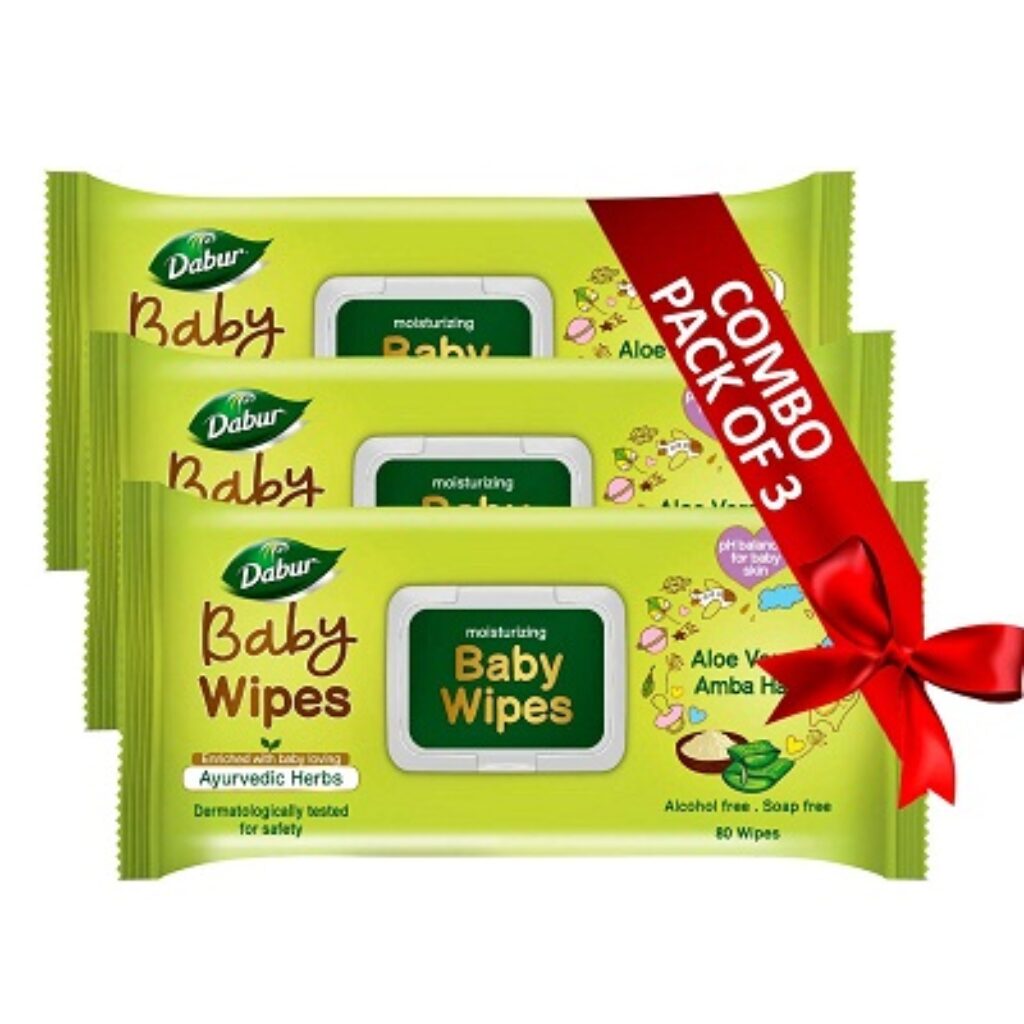 Dabur Baby Wipes: Soft Moisturizing Wet Wipes enriched with Aloe Vera & Amba Haldi