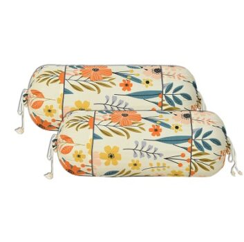 Kuber Industries Floral Print Cotton Bolster Cover- Set of 2, 16"x32" (Cream)