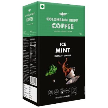 Colombian Brew Ice Mint Instant Coffee Powder, No Sugar Vegan, 100g