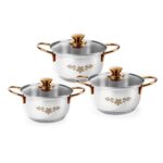 Wonderchef Gold Stanton Stainless Steel 3 Piece Casserole Set