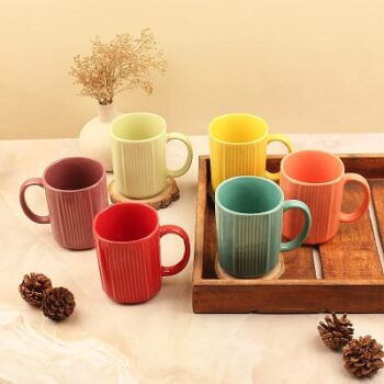 Anwaliya Aitne Series Coffee Mugs - Ceramic Tea Cups Set of 6