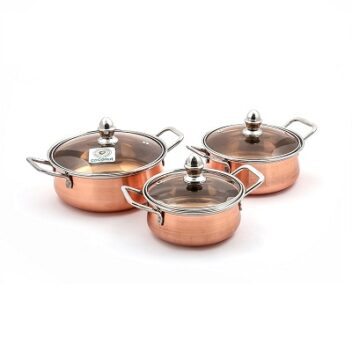 Coconut Minar Copper with Glass Lid Cookware Set