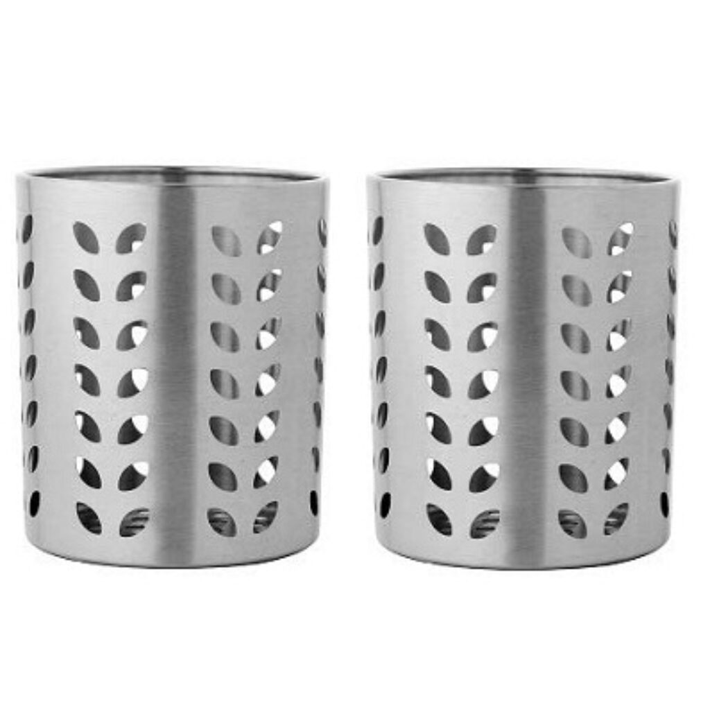 Stainless Steel Leaf Hole Cutlery Holder (Set of 2)