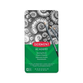 Derwent Academy Sketching Pencils Tin, 6B-5H (Set of 12)