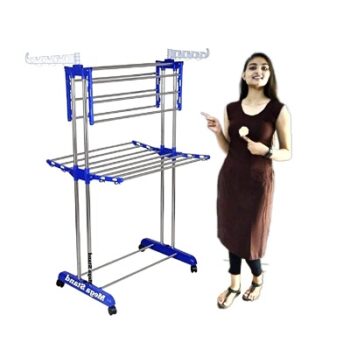 Mega stand Efficient Clothes Drying Rack With Caster Wheels /2-Tier Clothes Stand