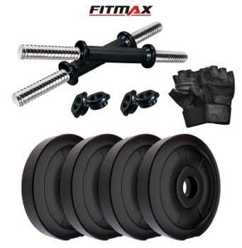 FITZON PVC-DM- 8KG COMBO6 Dumbbells Kit with One Pair Dumbbell Rods and Gym Accessories (Multicolor)