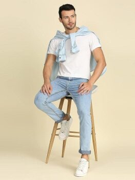 High Star Men Blue Slim Fit Light Fade Stretchable Jeans