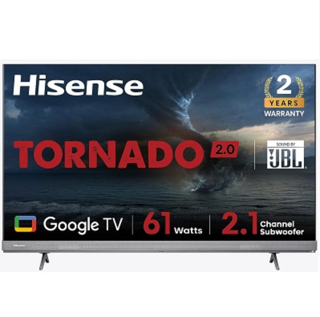 Hisense 164 cm (65 inches) Tornado 2.0 Series 4K Ultra HD Smart LED Google TV 65A7H (Silver)