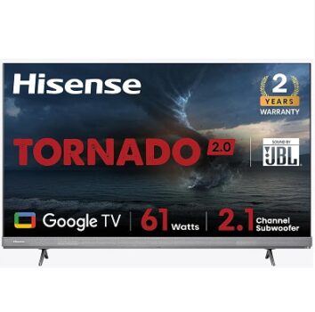 Hisense 164 cm (65 inches) Tornado 2.0 Series 4K Ultra HD Smart LED Google TV 65A7H (Silver)