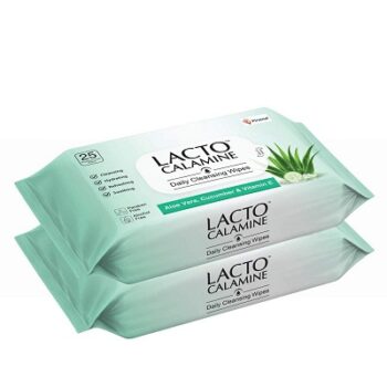 Lacto Calamine Daily Cleansing Face Wipes with Aloe Vera, Cucumber and Vitamin E