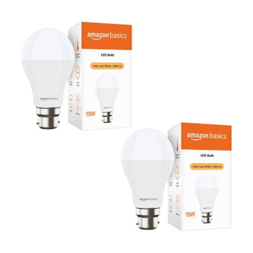 amazon basics - 12W LED Bulb, Cool White (Base B22, Pack of 2)