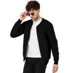 LEOTUDE Men's Regular Fit Bomber Jacket (Color: Black)