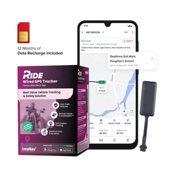 LocoNav Ride - Wired GPS Tracker for Car & Bike