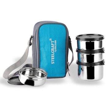 Steelcraft Premium Kiffi Insulated Lunch Box, Set of 4 Stainless Steel Containers