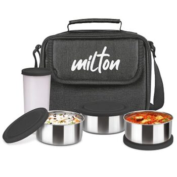 MILTON New Steel Combi Lunch Box, 3 Containers and 1 Tumbler