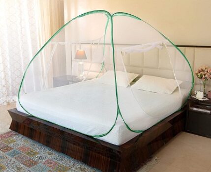 Amazon Brand - Solimo Mosquito Net, Double Bed (Queen Size, 24-30 GSM, Foldable, Highly Durable) - Green
