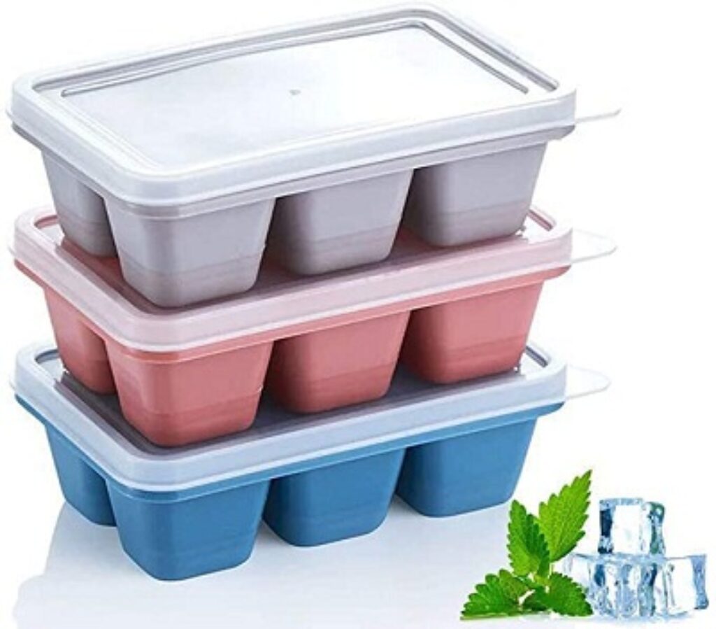 Nexellar Flexible Plastic Ice Cube Tray- Cube Plastic Ice Cube Moulds & Tray with Flexible Ice Trays,