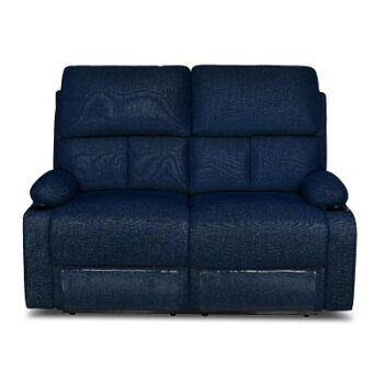 @home by Nilkamal Matt 2 Seater Fabric Manual Recliner with Cup Holder (Blue)