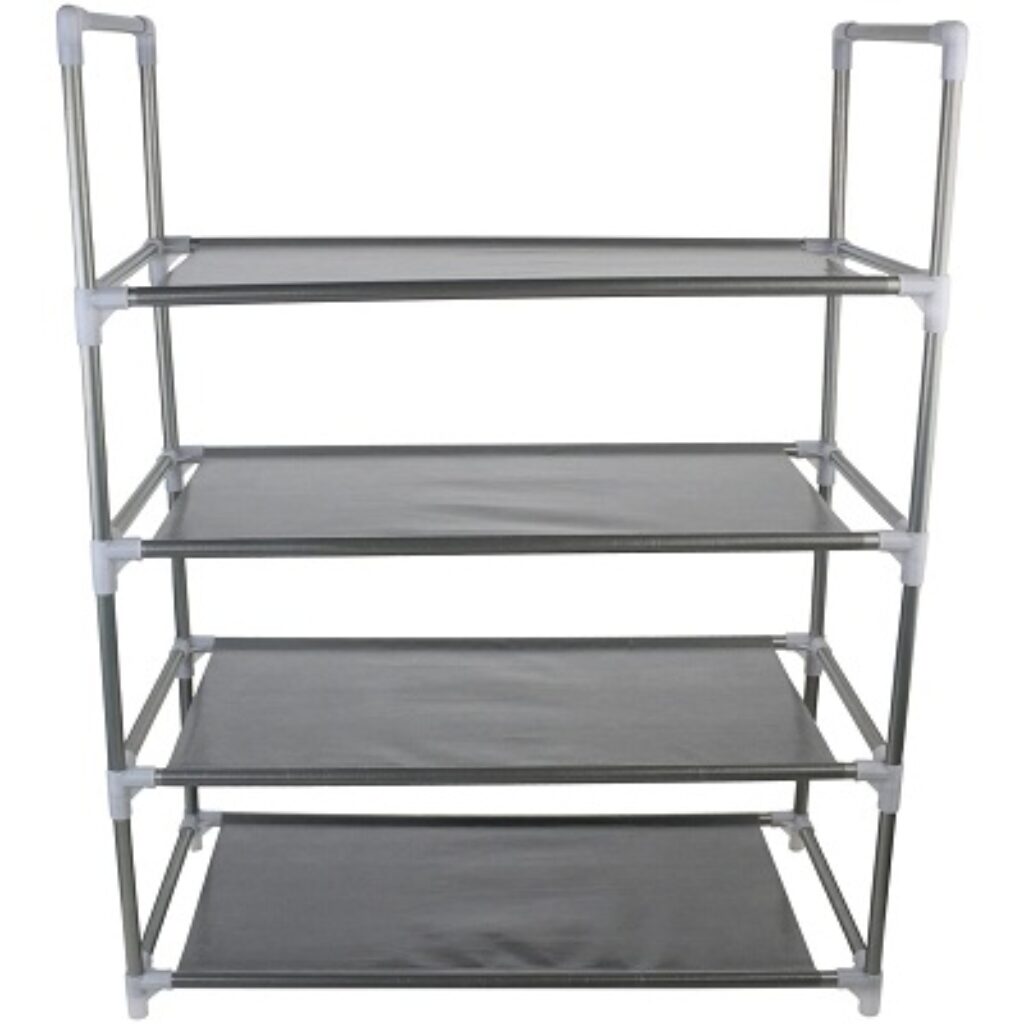 AmaZeus Iron Shoe Rack, 4 Layers, Grey