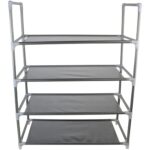 AmaZeus Iron Shoe Rack, 4 Layers, Grey