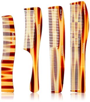 Amazon Brand - Solimo Handmade Brown Set of 4 Combs