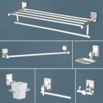 Primax Stainless Steel 304 Grade Towel Rack with Stainless Steel 304 Grade Darcy Bathroom Accessories Set 5pcs (Towel Rod/Napkin Ring/Tumbler Holder/Soap...