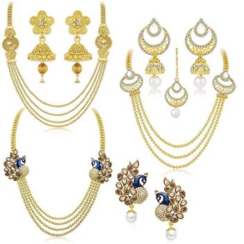 Sukkhi Gorgeous Pearl Gold Plated Wedding Jewellery Kundan Peacock
