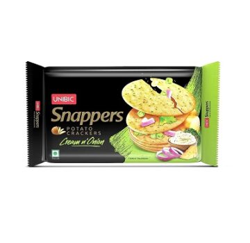 UNIBIC Foods Snappers Potato Crackers - Cream & Onion - 300 GMS