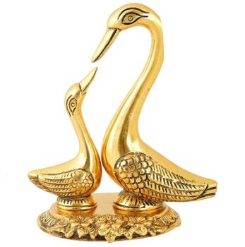 Webelkart Metal Kissing Duck Showpiece for Home and Living Room Decor