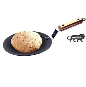 XL Kitchen Iron Concave Tawa 25 cm with Wooden Handle