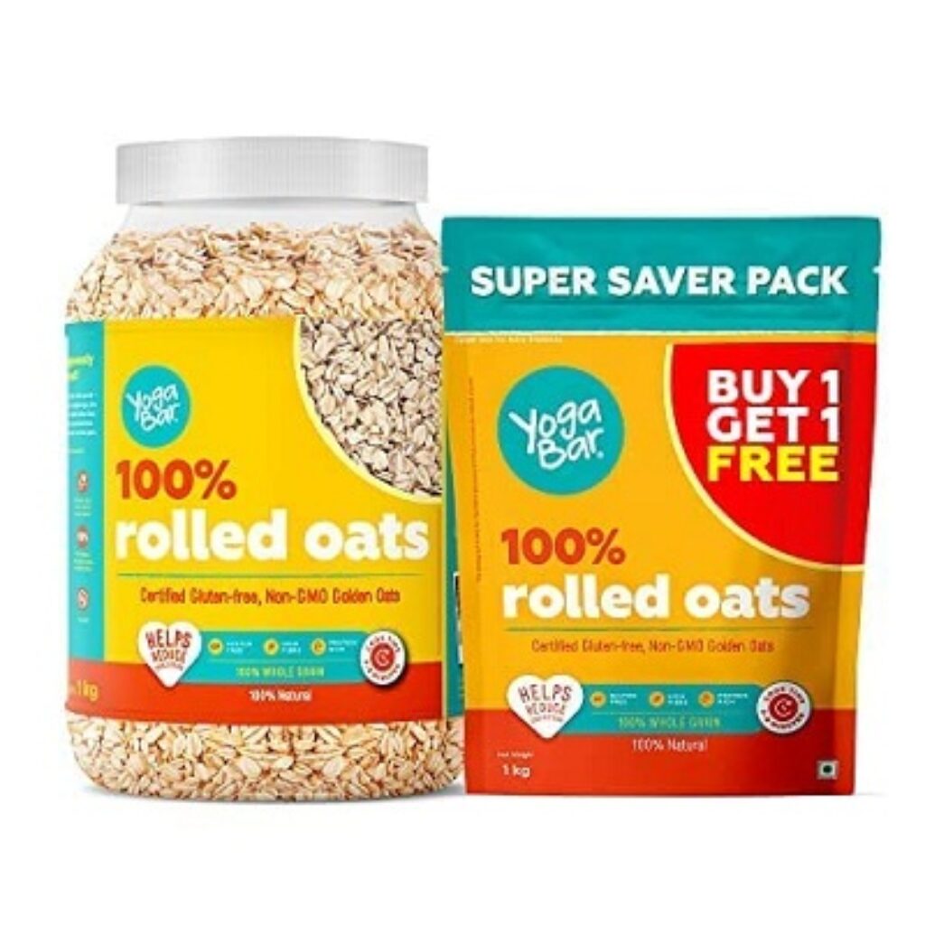 Yogabar 100% Rolled Oats 1kg (Buy 1 Get 1 FREE)