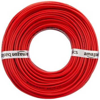 amazon basics PVC-Insulated, Single-Core, Multistrand Copper Wire (1.0 sq. mm, Red)