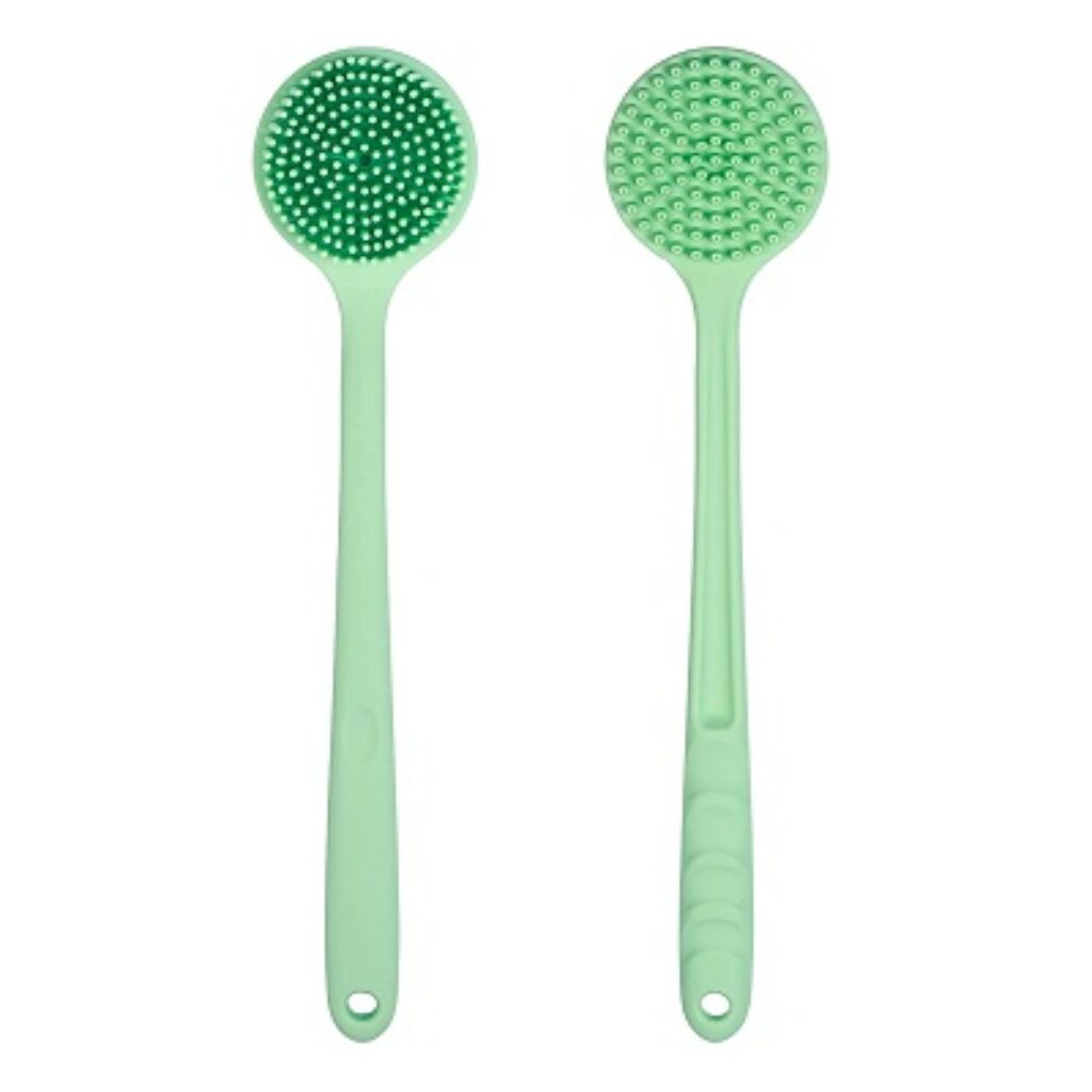 Ross Bath & Shower Back Massager Brush With Soft Silicone Bristles (Green)
