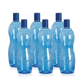 Cello Polka PET Bottle Set, 1 Litre, Set of 6, Blue