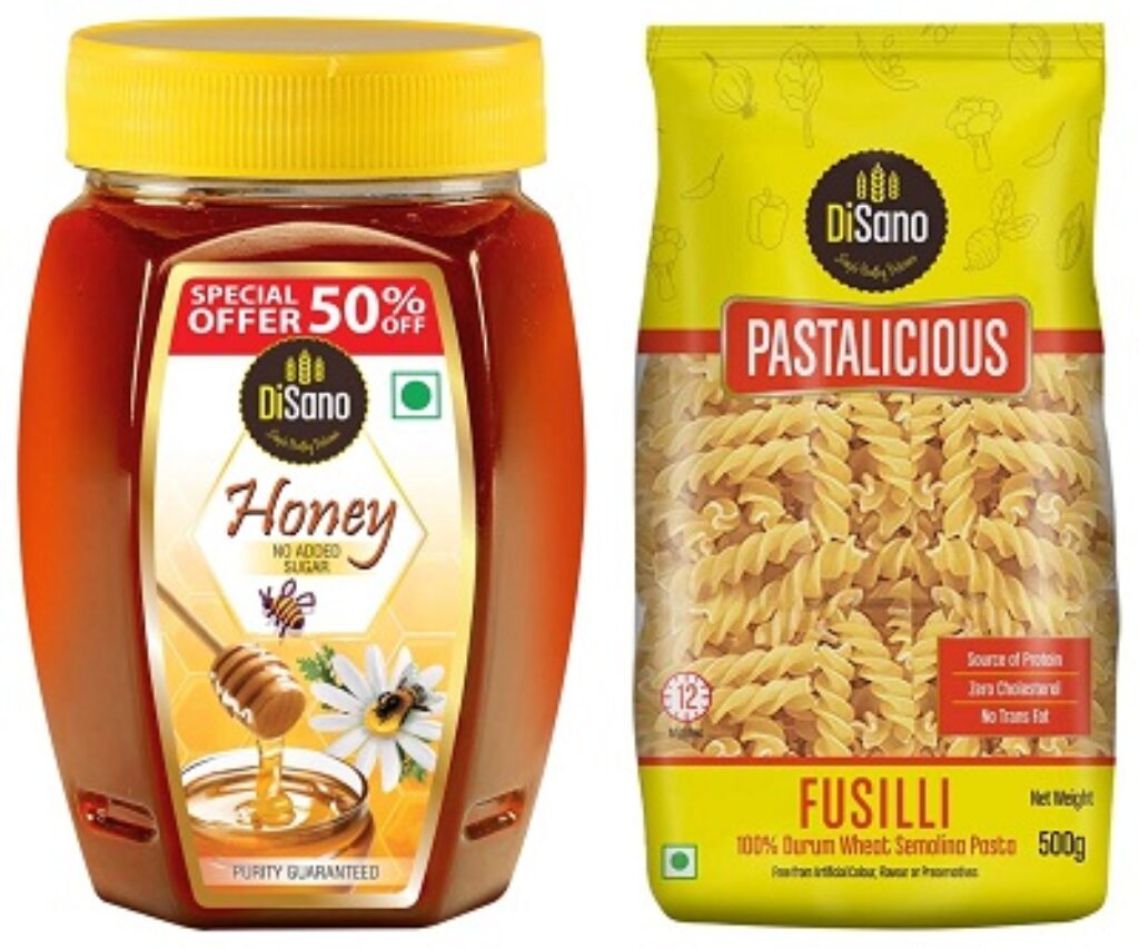 DiSano Pure Honey 500 g (pack of 1) & DiSano Pastalicious 100% Durum Wheat Fusilli Pasta