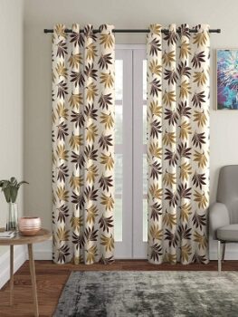 Cortina 2 Piece Floral Design Panel Eyelet Polyester Long Door Curtains