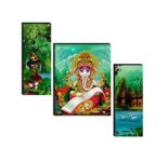 SAF Set of 3 Ganesha written wall painting home décor items paintings for living room