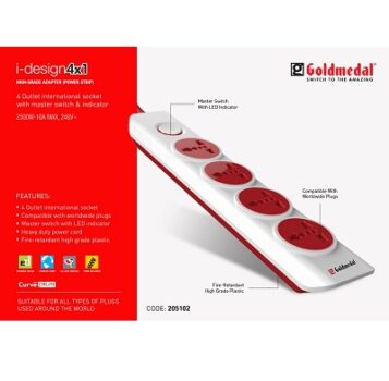 Goldmedal i-Design 4x1 Power Strip (with 4 Intl Sockets,