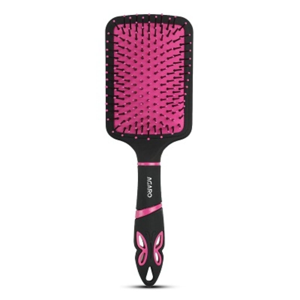 AGARO Delight Paddle Hair Brush with Strong & flexible nylon bristles