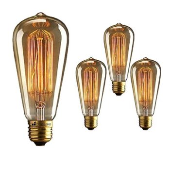 Homesake Light Bulbs for Home Decor Items, Edison Tungsten Filament Antique Vintage Glass Yellow Light