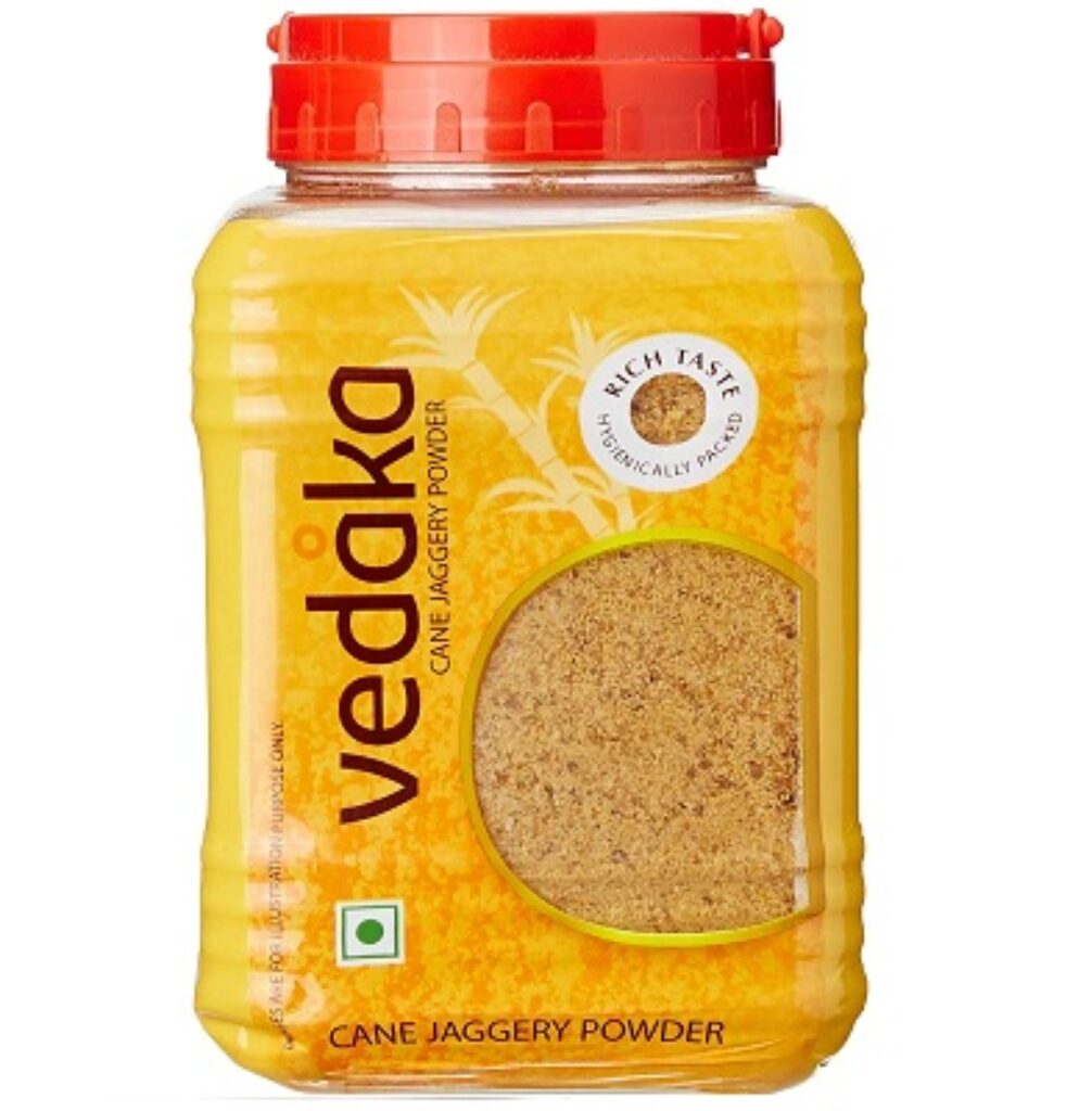 Vedaka Jaggery Powder, 1kg Jar.