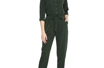Uptownie Lite Women's Crepe Army Green Roll Up Jumpsuit(Size S)