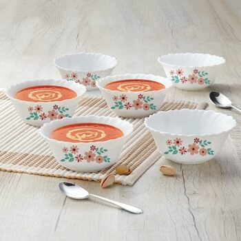 Larah by Borosil Ayana 6 Pcs Opalware Bowl Set (150 ml Each)