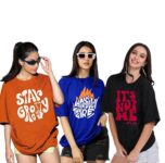 LEOTUDE Oversized Cotton Blend Printed Women's T-Shirts