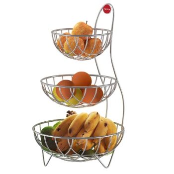 Lifelong 3 Tier Steel Fruit and Vegetable Basket for Kitchen - Fruit Basket for Dining Table - Fruit Bowl