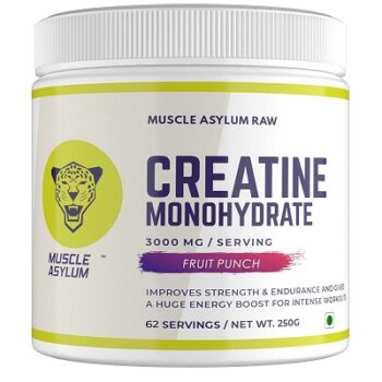 Muscle Asylum Creatine Monohydrate Powder Fruit Punch, Pack of 250gm,